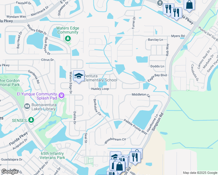 map of restaurants, bars, coffee shops, grocery stores, and more near 2900 Ariel Avenue in Kissimmee