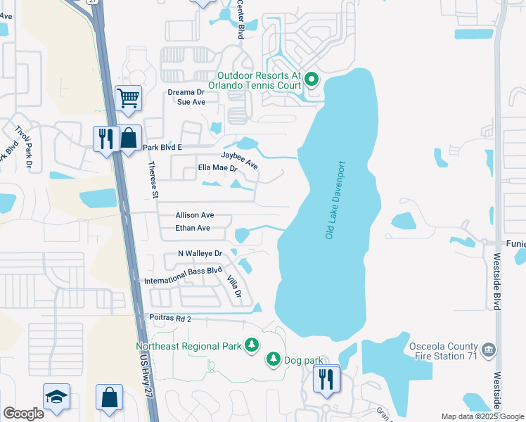 map of restaurants, bars, coffee shops, grocery stores, and more near 645 Allison Avenue in Davenport