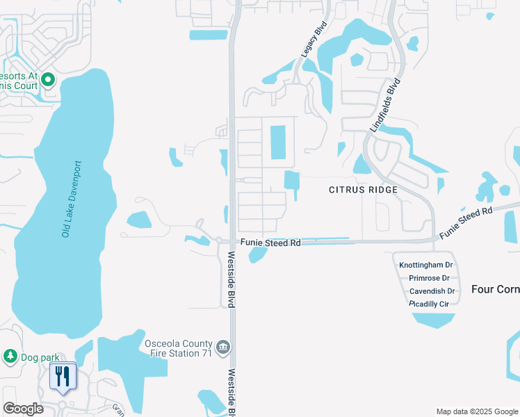 map of restaurants, bars, coffee shops, grocery stores, and more near 2957 Beach Palm Avenue in Kissimmee