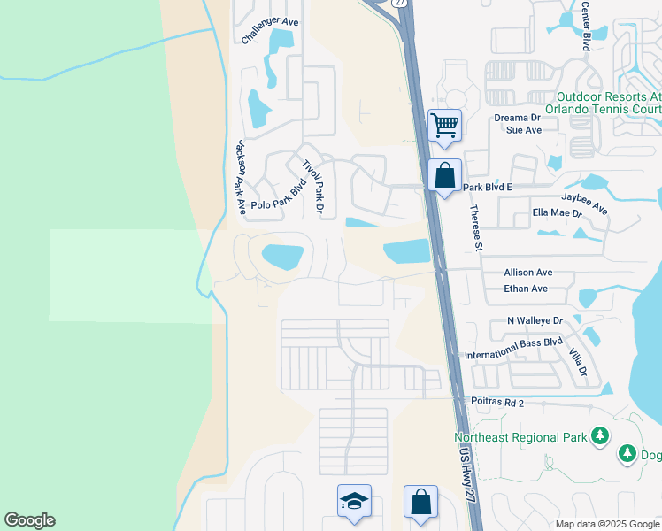 map of restaurants, bars, coffee shops, grocery stores, and more near 103 Coconut Palm Way in Davenport