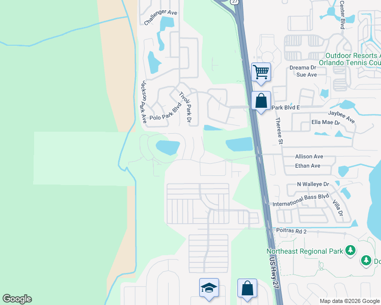 map of restaurants, bars, coffee shops, grocery stores, and more near 103 Coconut Palm Way in Davenport