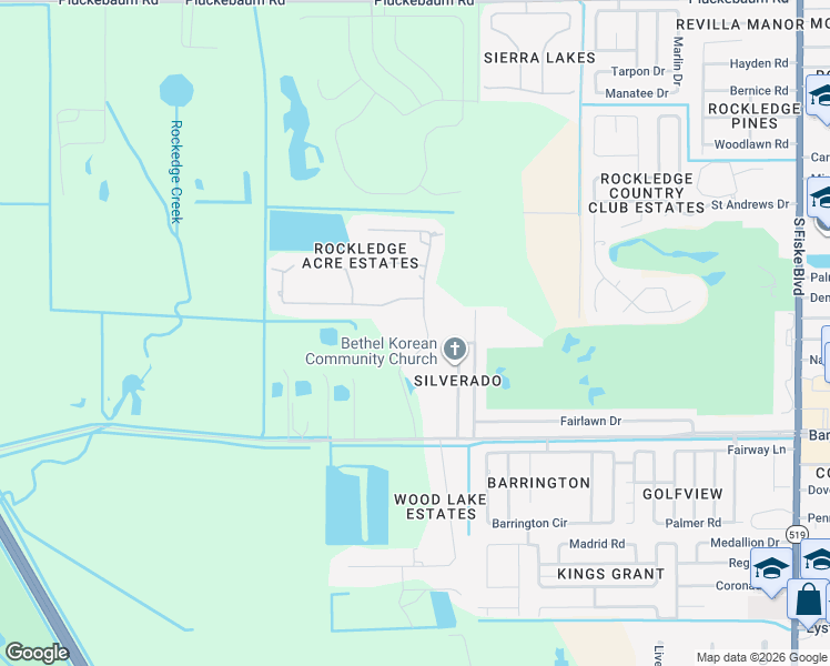 map of restaurants, bars, coffee shops, grocery stores, and more near 970 Bluegrass Lane in Rockledge