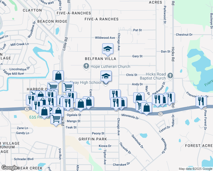 map of restaurants, bars, coffee shops, grocery stores, and more near 12115 Chicago Avenue in Hudson