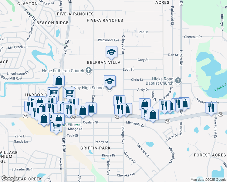 map of restaurants, bars, coffee shops, grocery stores, and more near 12115 Chicago Avenue in Hudson