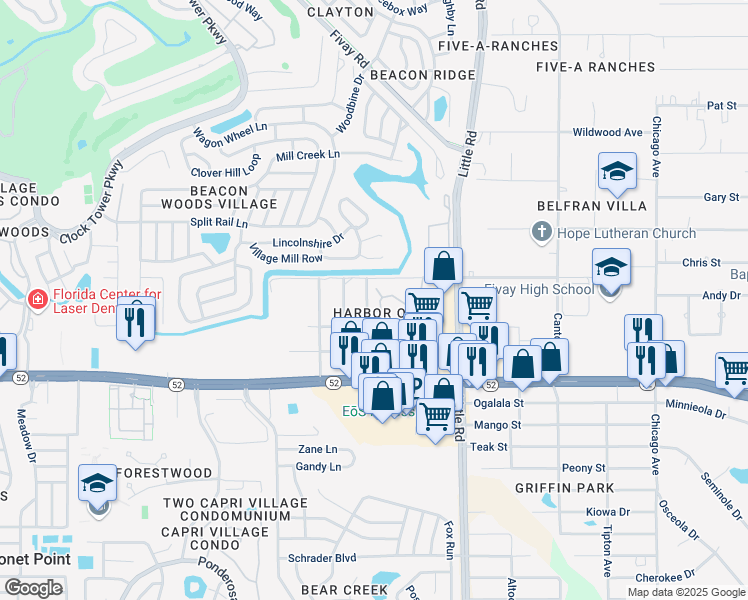 map of restaurants, bars, coffee shops, grocery stores, and more near 12120 Windriver Lane in Hudson
