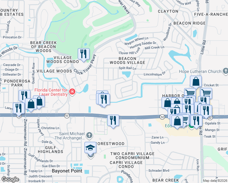 map of restaurants, bars, coffee shops, grocery stores, and more near 12103 Meadowbrook Lane in Hudson