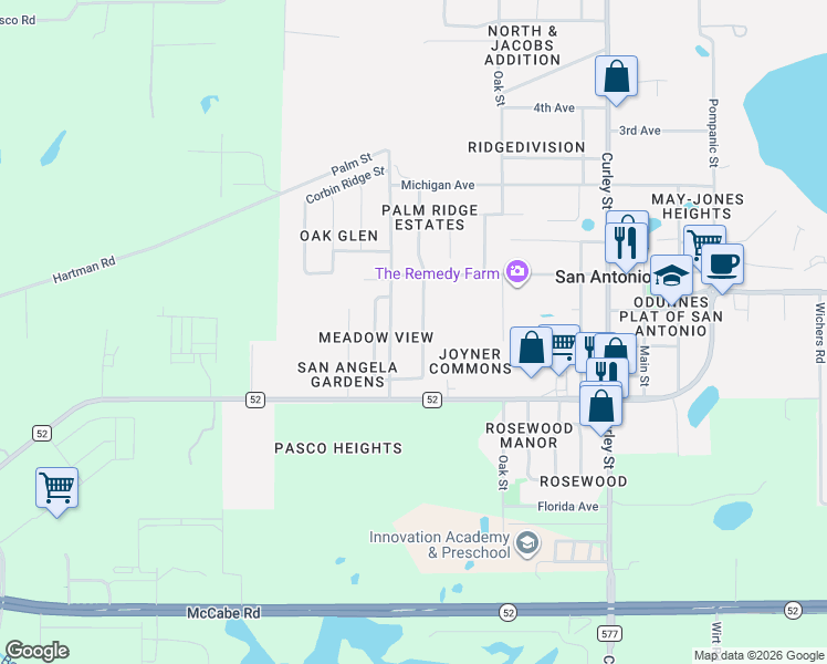 map of restaurants, bars, coffee shops, grocery stores, and more near 12046 Palm Street in San Antonio