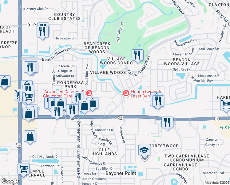 map of restaurants, bars, coffee shops, grocery stores, and more near 12219 Darwood Drive in Hudson