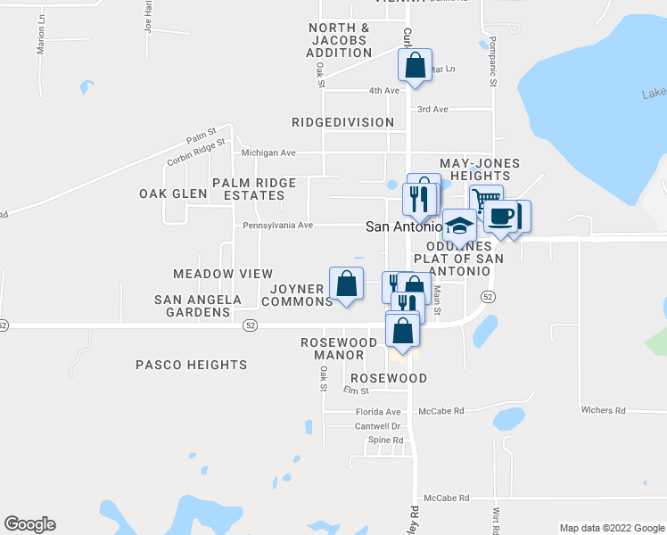 map of restaurants, bars, coffee shops, grocery stores, and more near 32605 Rhode Island Avenue in San Antonio