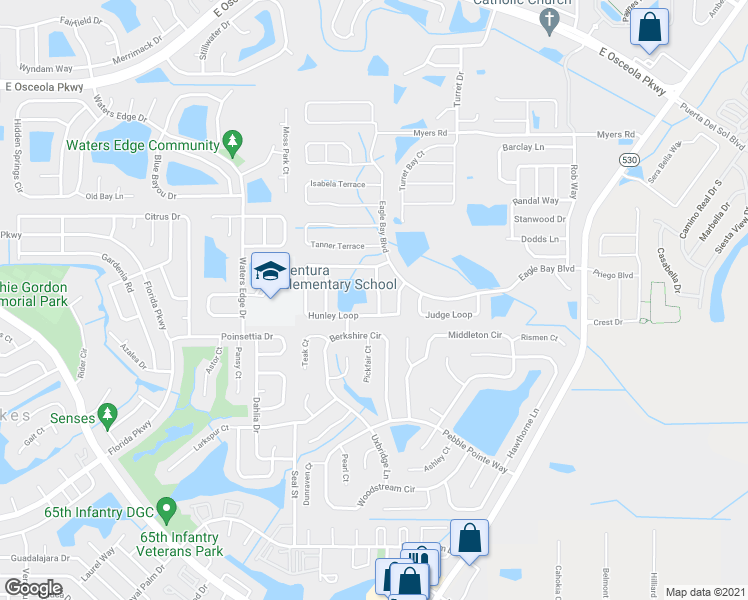 map of restaurants, bars, coffee shops, grocery stores, and more near 2906 Ariel Avenue in Kissimmee
