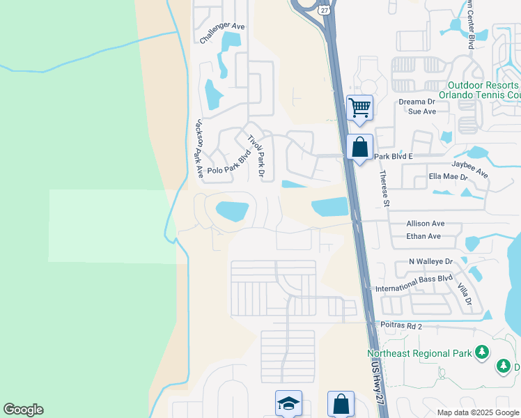 map of restaurants, bars, coffee shops, grocery stores, and more near 2428 Fan Palm Drive in Davenport