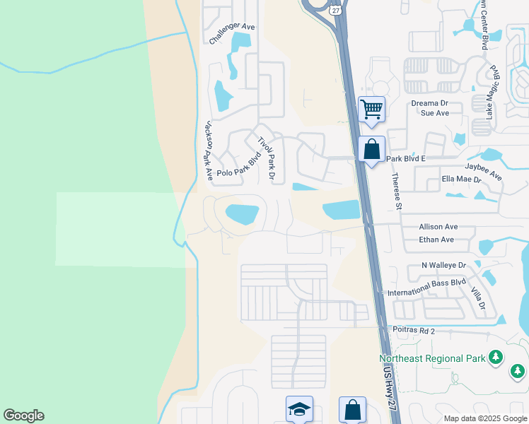 map of restaurants, bars, coffee shops, grocery stores, and more near 2428 Fan Palm Drive in Davenport