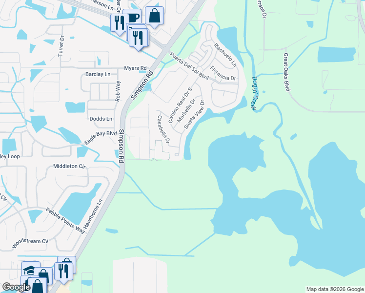 map of restaurants, bars, coffee shops, grocery stores, and more near 2944 Siesta View Drive in Kissimmee