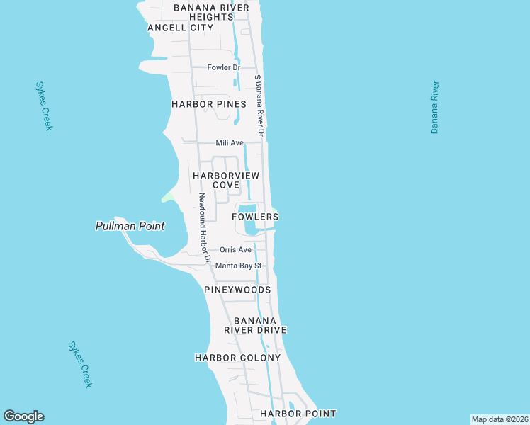 map of restaurants, bars, coffee shops, grocery stores, and more near 1255 South Banana River Drive in Merritt Island