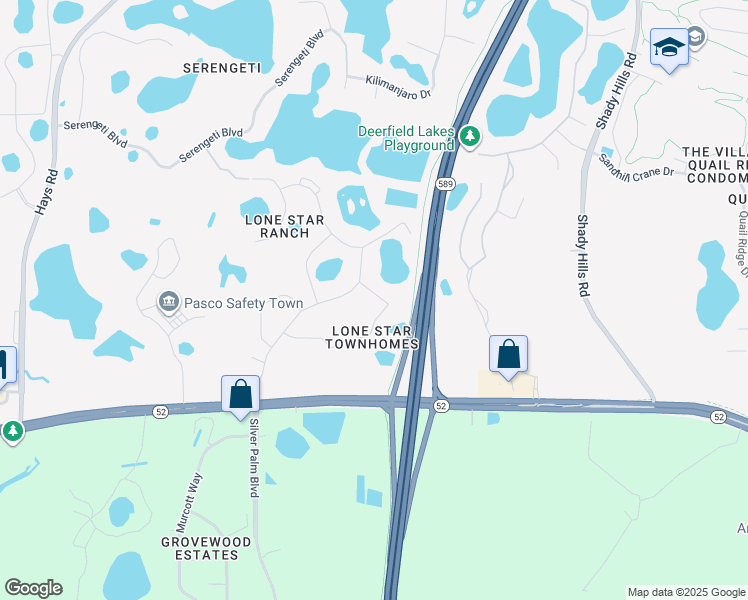 map of restaurants, bars, coffee shops, grocery stores, and more near 15921 Stable Run Drive in Spring Hill