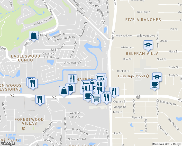 map of restaurants, bars, coffee shops, grocery stores, and more near 12209 Windriver Lane in Hudson