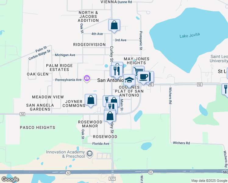 map of restaurants, bars, coffee shops, grocery stores, and more near 32808 Massachusetts Avenue in San Antonio