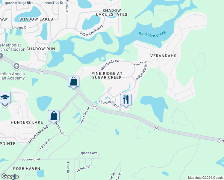 map of restaurants, bars, coffee shops, grocery stores, and more near 12218 Fox Chase Drive in Hudson