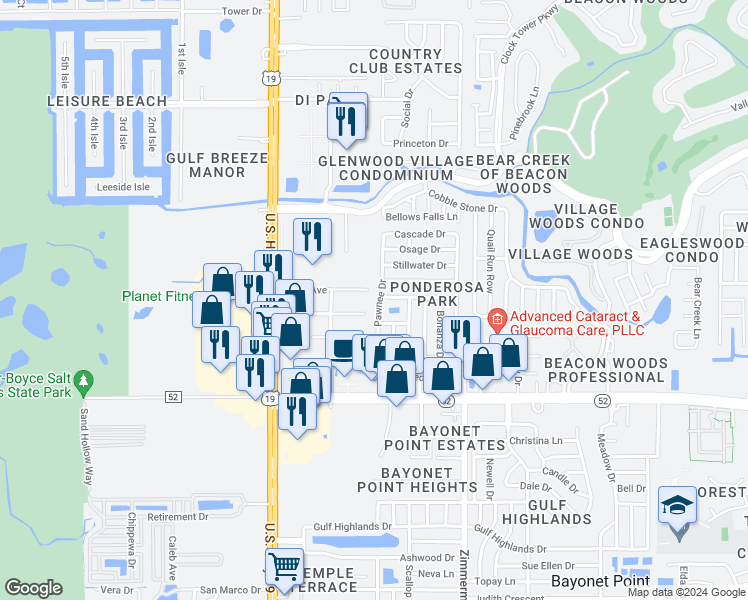 map of restaurants, bars, coffee shops, grocery stores, and more near 12211 Pawnee Drive in Hudson