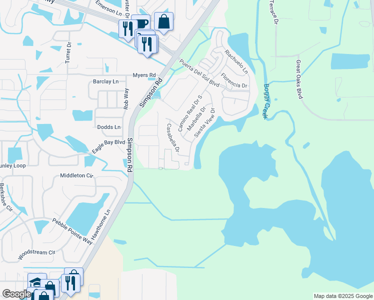 map of restaurants, bars, coffee shops, grocery stores, and more near 2944 Siesta View Drive in Kissimmee