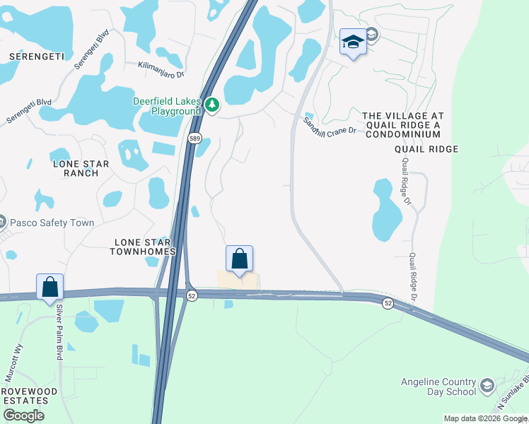 map of restaurants, bars, coffee shops, grocery stores, and more near 12207 Shady Hills Road in Spring Hill