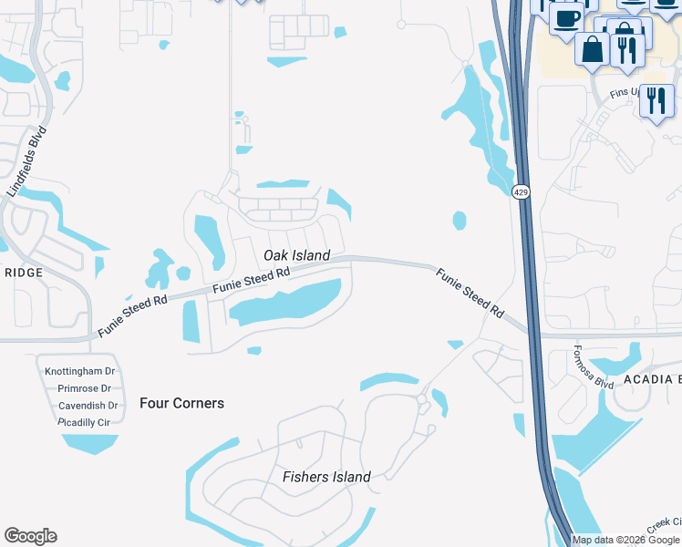 map of restaurants, bars, coffee shops, grocery stores, and more near 8400 Rising Star Court in Kissimmee