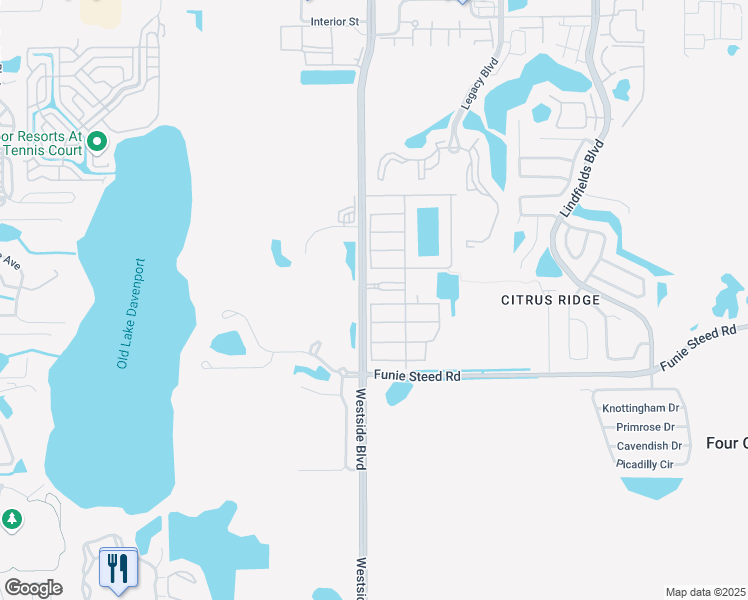 map of restaurants, bars, coffee shops, grocery stores, and more near 2993 Westside Boulevard in Kissimmee
