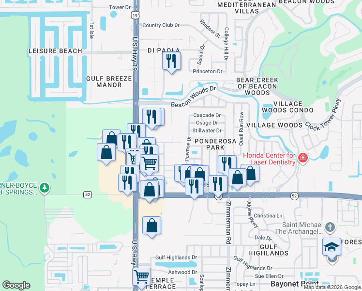 map of restaurants, bars, coffee shops, grocery stores, and more near 7216 Edna Avenue in Hudson