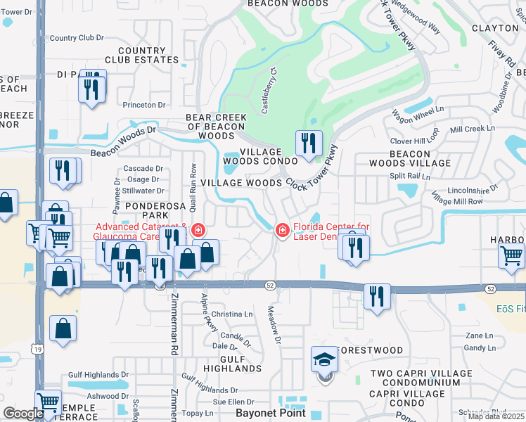 map of restaurants, bars, coffee shops, grocery stores, and more near 12219 Darwood Drive in Hudson