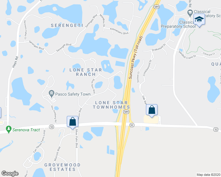 map of restaurants, bars, coffee shops, grocery stores, and more near 15942 Stable Run Drive in Spring Hill