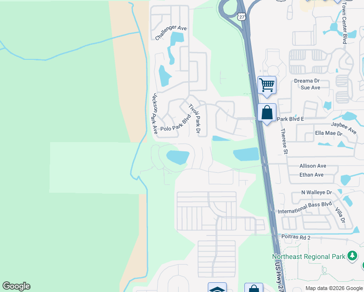 map of restaurants, bars, coffee shops, grocery stores, and more near 2204 Fan Palm Drive in Davenport