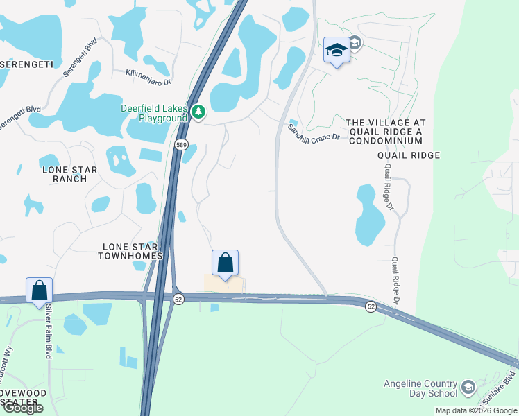 map of restaurants, bars, coffee shops, grocery stores, and more near 12207 Shady Hills Road in Spring Hill