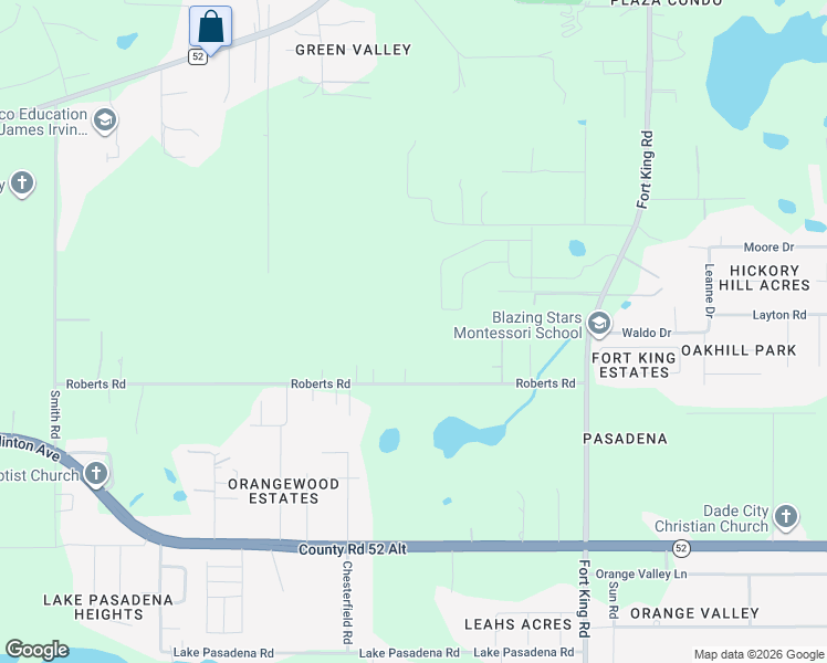 map of restaurants, bars, coffee shops, grocery stores, and more near 36601 Roberts Road in Dade City