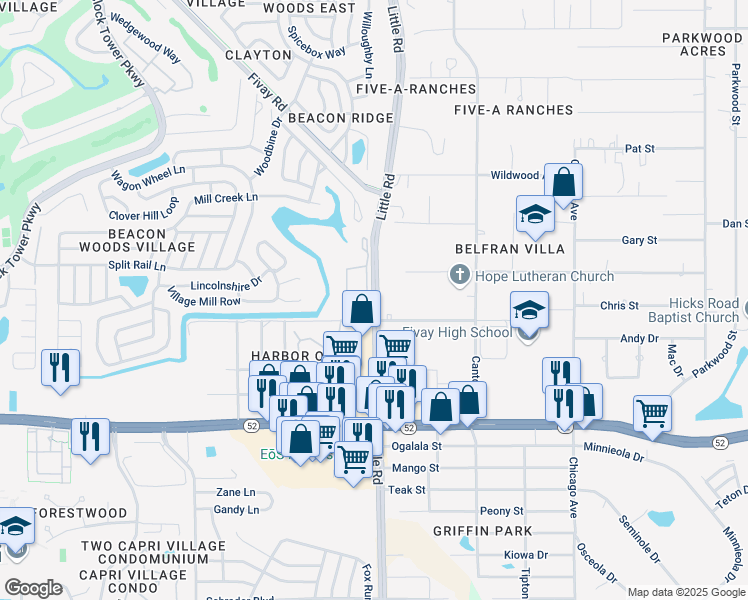 map of restaurants, bars, coffee shops, grocery stores, and more near 12315 Little Road in Bayonet Point