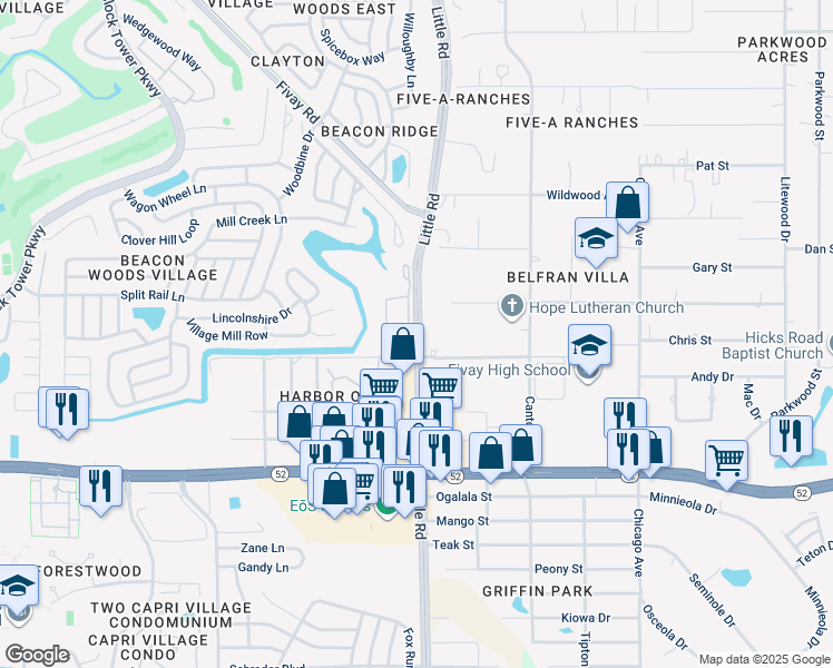 map of restaurants, bars, coffee shops, grocery stores, and more near 12315 Little Road in Bayonet Point