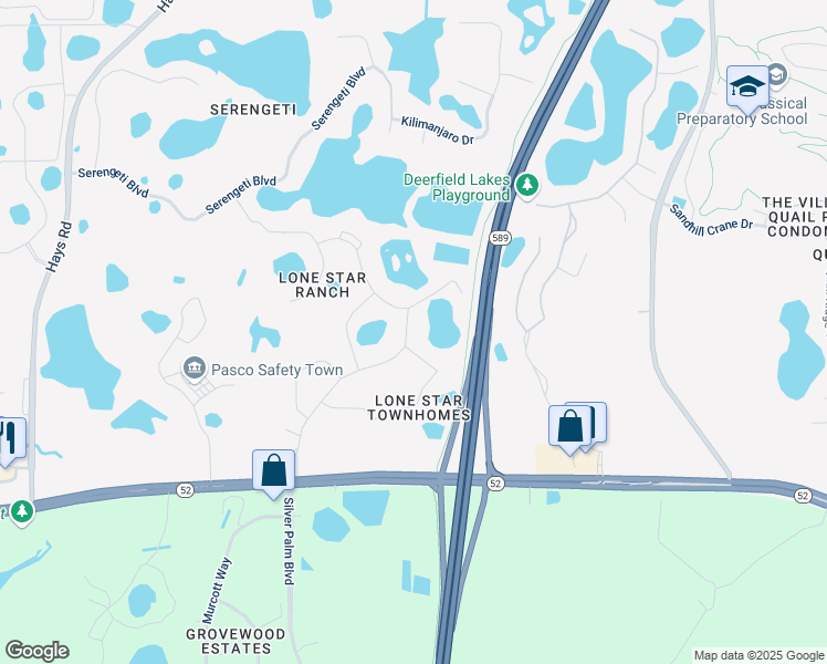 map of restaurants, bars, coffee shops, grocery stores, and more near 12258 Canyon Boulevard in Spring Hill