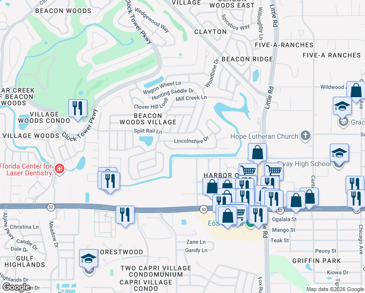 map of restaurants, bars, coffee shops, grocery stores, and more near 8511 Village Mill Row in Hudson