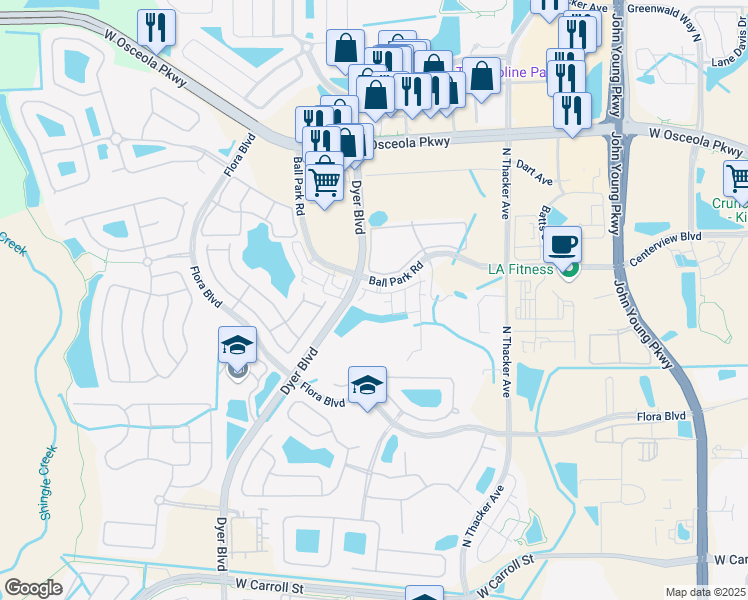 map of restaurants, bars, coffee shops, grocery stores, and more near in Kissimmee