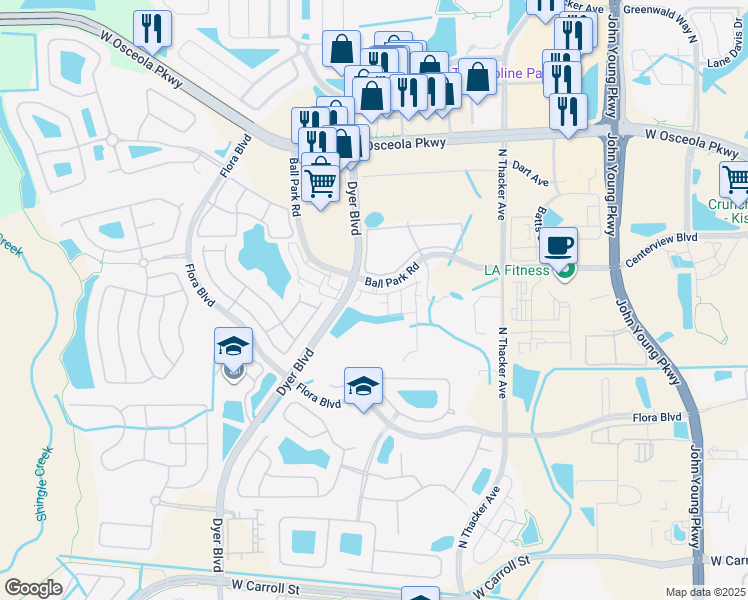 map of restaurants, bars, coffee shops, grocery stores, and more near in Kissimmee