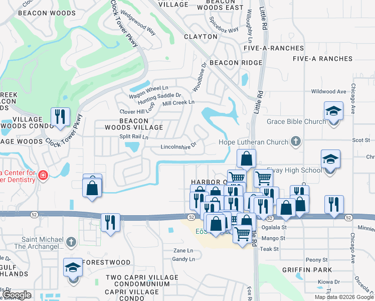map of restaurants, bars, coffee shops, grocery stores, and more near 8609 Village Mill Row in Hudson