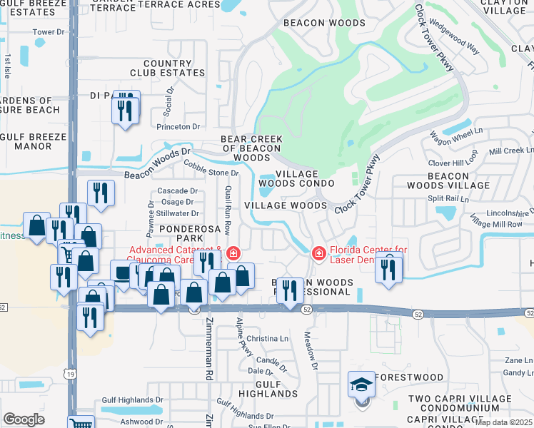 map of restaurants, bars, coffee shops, grocery stores, and more near 7634 Danube Drive in Hudson