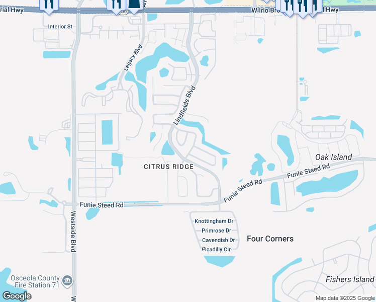map of restaurants, bars, coffee shops, grocery stores, and more near 2928 Dickens Circle in Kissimmee