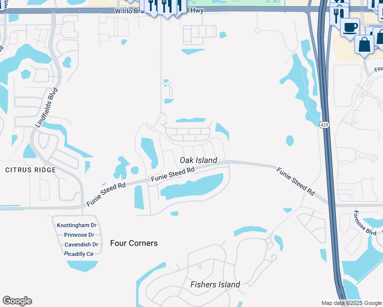 map of restaurants, bars, coffee shops, grocery stores, and more near 3000 White Orchid Road in Kissimmee