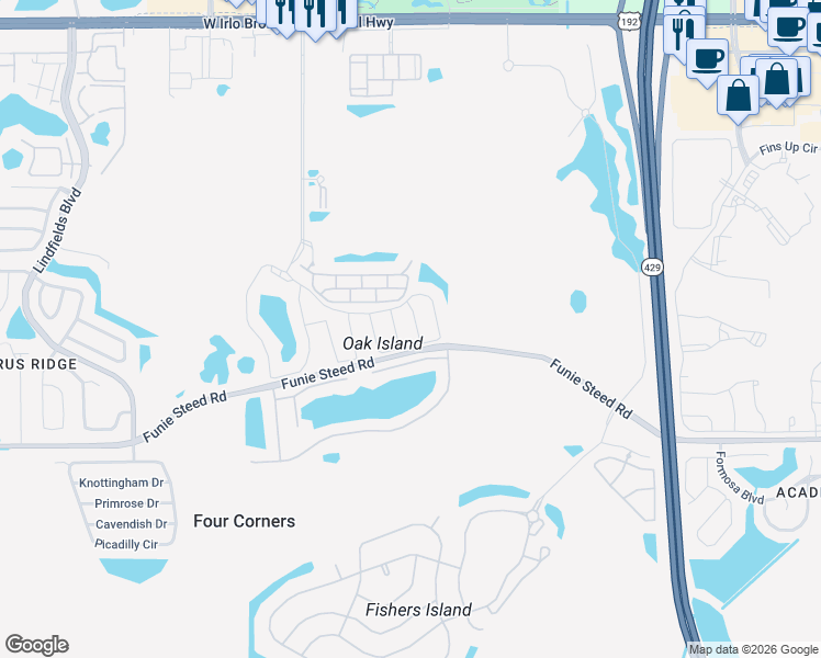 map of restaurants, bars, coffee shops, grocery stores, and more near 3018 Bird of Paradise Lane in Kissimmee