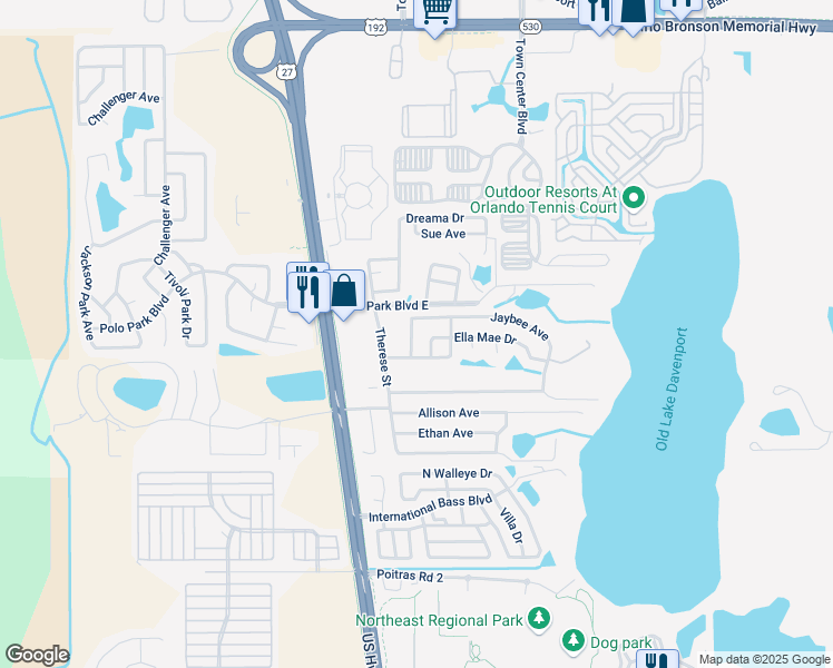 map of restaurants, bars, coffee shops, grocery stores, and more near 1247 Jaybee Avenue in Davenport