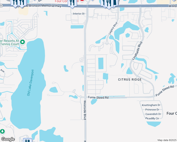 map of restaurants, bars, coffee shops, grocery stores, and more near 8979 Candy Palm Road in Kissimmee