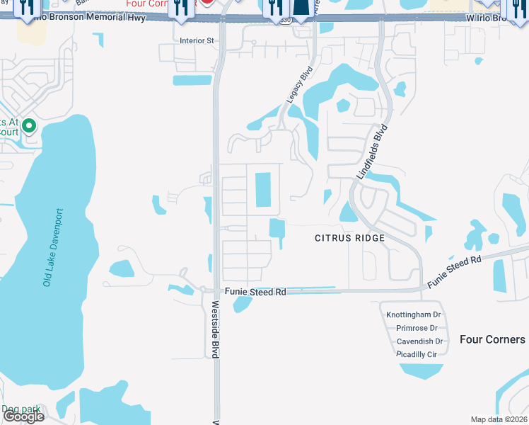 map of restaurants, bars, coffee shops, grocery stores, and more near 8911 Candy Palm Road in Kissimmee