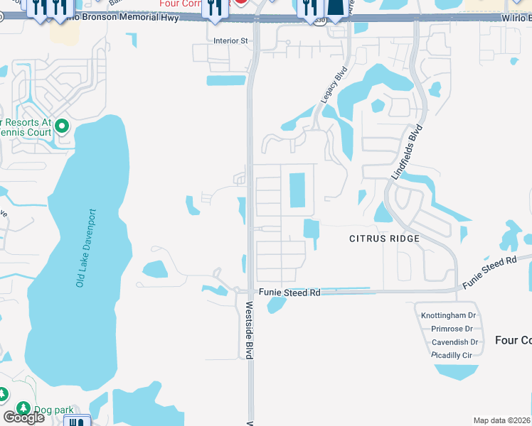 map of restaurants, bars, coffee shops, grocery stores, and more near 8979 Candy Palm Road in Kissimmee