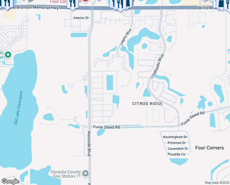 map of restaurants, bars, coffee shops, grocery stores, and more near 8911 Candy Palm Road in Kissimmee