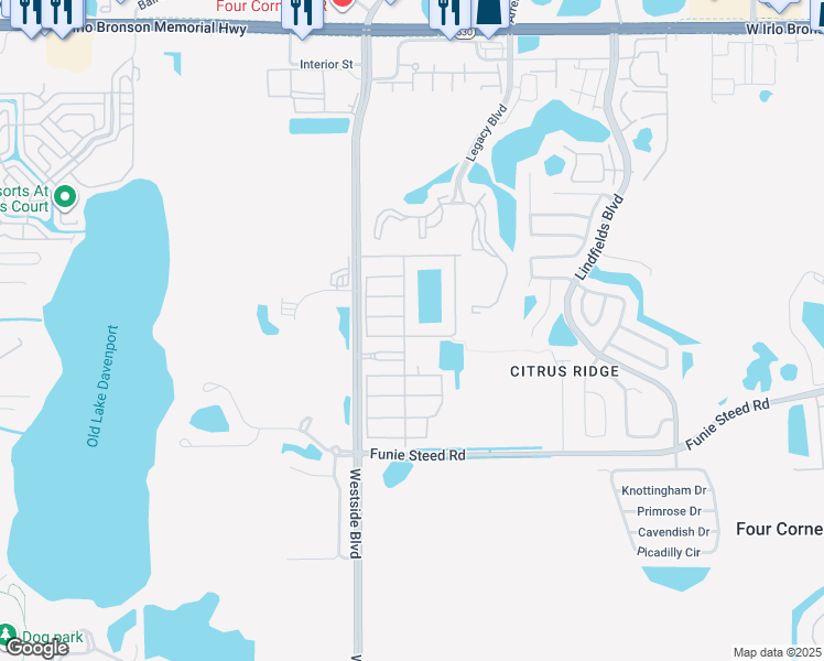 map of restaurants, bars, coffee shops, grocery stores, and more near 8947 Candy Palm Road in Kissimmee
